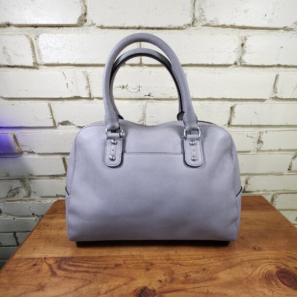Michael Kors Light Gray Leather Handbag Purse - Picture 3 of 12